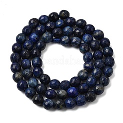 天然石ラピスラズリビーズ連売り  染め  多面カット  ラウンド  6mm  穴：1mm  約61個/連  14.9インチ〜15.1インチ&nbsp;G-D840-38-6mm