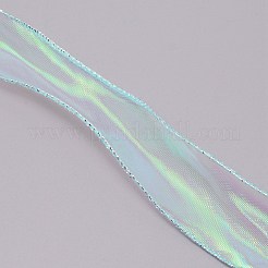 レインボーグリッターオーガンジーリボン  蝶結び  花  ギフトデコレーション  淡いターコイズ  1-3/8インチ（35mm）  約10ヤード（10m）/ロール&nbsp;OCOR-TAC0012-08C