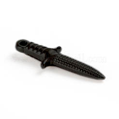 304ステンレスペンダントイオンプレーティング(IP)  短剣  電気泳動黒  24x9x3.5mm  穴：1.6mm&nbsp;STAS-D174-12EB