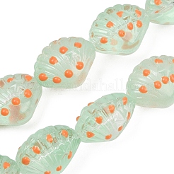 手作りランプワークビーズ連売り  シェル形状  アクア  16~16.5x12~13x9~10mm  穴：1.2mm  約25個/連  16.14''（41センチメートル）&nbsp;LAMP-I027-11E