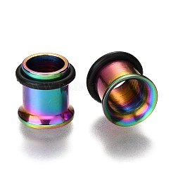 316 外科用ステンレス鋼 ネジ 耳ゲージ フレッシュトンネル プラグ  虹色  1/4インチ（8mm）&nbsp;STAS-YWC0001-01B-M