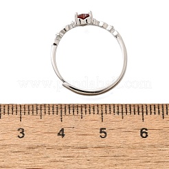 ロジウムメッキ 925 スターリングシルバー キュービックジルコニア 調節可能リング  ハート  レッド  ハート：4.5x4.5mm  usサイズ6（16.5mm）&nbsp;RJEW-D300-05P-02