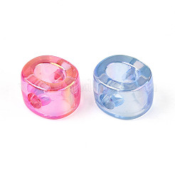 UVメッキ透明アクリルヨーロピアンビーズ  大きな穴の開いた虹色のビーズ  ミックスカラー  アルファベットのO  20.5x18x13.5mm  穴：6mm&nbsp;X-OACR-M027-02O