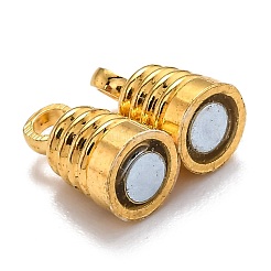 ループ付き真鍮製マグネットクラスプ  コラム  ゴールドカラー  17.5x5mm  穴：2mm&nbsp;KK-O134-11G