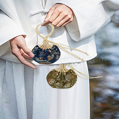 3個 3色 バレンタインデー用 花刺繍 シルク＆サテン 巾着サシェバッグ タッセル付き  アクセサリー用  ミックスカラー  10x8.5cm  1pc /カラー&nbsp;AJEW-LP0012-28C