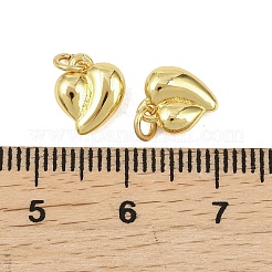 真鍮チャーム  ハートチャーム  丸カン付き  18KGP本金メッキ  9x8x3.5mm  穴：2.5mm&nbsp;KK-D218-13G-01