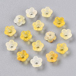 つや消し透明なアクリルビーズ  花  金箔  ゴールド  5.5~6x3mm  穴：1.5mm  約1086個/50g&nbsp;X-OACR-N137-72G