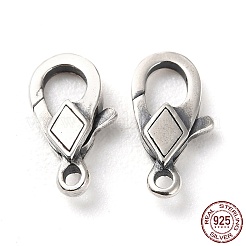 タイスターリングシルバーカニカン925個  菱形  アンティークシルバー  11x5.5x2mm  穴：1.2mm&nbsp;STER-D003-12AS