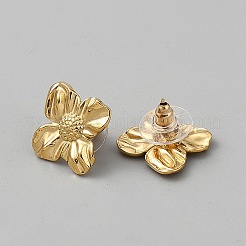 304ステンレススチールスタッドピアス  花  ゴールドカラー  15x14.5mm&nbsp;EJEW-WH0020-40