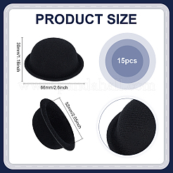 人形用布製ラウンドファシネーターハット15個  ブラック  66x30mm  内径：52mm&nbsp;DIY-BC0015-98B