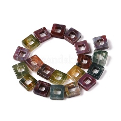 天然石インディアン瑪瑙ビーズ連売り  中空の四角  10x10x3~4mm  穴：1mm  約20個/連  8.07インチ（20.5cm）&nbsp;G-N342-102D