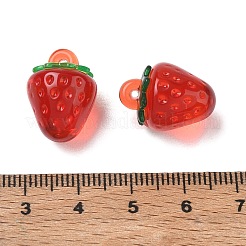透明なアクリルパーツ  イチゴのチャーム  暗赤色  18.5x13.5mm  穴：1.4mm&nbsp;AC-CBA873C-03A