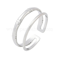 女性用304ステンレススチールオープンカフリング  竹の共同  ステンレス鋼色  8mm  調整可能&nbsp;RJEW-A056-01P