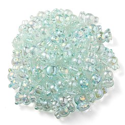 UVメッキレインボー虹色透明アクリルバブルビーズ  兎  アクアマリン  18x12x10mm  穴：2mm&nbsp;OACR-C007-02D