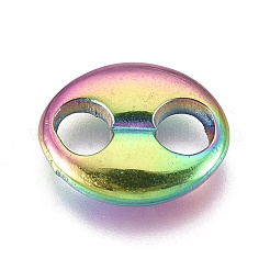 イオンプレーティング（IP）304ステンレス鋼楕円形リンクコネクター  コー​​ヒー豆  虹色  8.3x10.5x2.4mm  穴：2.8mm&nbsp;STAS-L247-008M