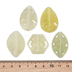 天然秀岩翡翠彫刻ビーズ  葉の六角形  混合図形  25~37x21~29x4~5mm  穴：2mm&nbsp;GG-CBA3D9B-07