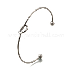 ハート 304 ステンレススチール オープンカフバングル  女性用トルクバングル  ハート  ステンレス鋼色  0.2~1.15cm  内径：1-7/8x2-3/4インチ（4.9x6.95cm）&nbsp;LS-BJEW-M113-01P