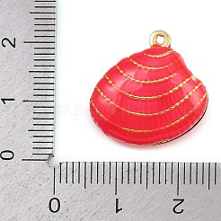 真鍮製エナメルペンダント  貝殻の形のチャーム  ラックめっき  長持ちメッキ  カドミウムフリー＆鉛フリー  18KGP本金メッキ  ミックスカラー  19x20x8mm  穴：1mm&nbsp;KK-I352-07G-A