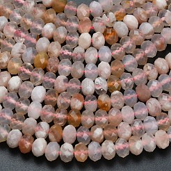 天然石桜色アゲート瑪瑙ビーズ連売り  多面カット  ロンデル  8x5.5mm  穴：1.2mm  約69個/連  15.16''（38.5センチメートル）&nbsp;G-Z111-A40