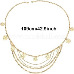 女性用合金コイン多層チェーンウエストボディチェーン  ゴールドカラー  1090mm&nbsp;FS-WG18420-01