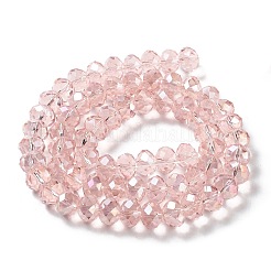 電気メッキガラスビーズセット  ABカラーメッキ  多面カット  ロンデル  ピンク  12x8mm  穴：1mm  約68~70個/連  58~59cm&nbsp;LS-GR12MMY-59AB