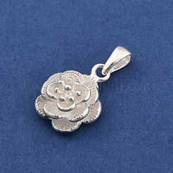 上質なシルバーの花チャーム（バチカン付き）とスタンプ999枚  銀  15x12x7mm  穴：4.5x2mm&nbsp;STER-P069-02A-S