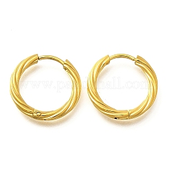 女性用304ステンレスフープピアス  イオンプレーティング（ip）  ツイストリング  14KGP本金メッキ  17.5x2.5mm&nbsp;EJEW-M068-14G-06