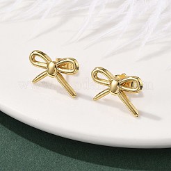 女性用304ステンレススチールスタッドピアス  蝶結び  イオンプレーティング（ip）  18KGP本金メッキ  13x19mm&nbsp;EJEW-U052-06G