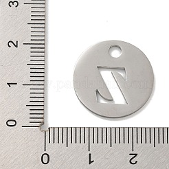 変色しない304ステンレススチールペンダント  ステンレス鋼色  アルファベット付きフラットラウンド  文字Z  19x1.2mm  穴：2.5mm&nbsp;STAS-F233-M-P01-A-Z