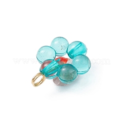 光る透明樹脂の花のペンダント  透明アクリルビーズフレームと304ステンレススチールループ付き  ミックスカラー  21x15.5x10mm  穴：3mm&nbsp;PALLOY-JF03759-01