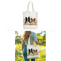 キャンバスレディーストートバッグ  ハンドル付き  ショッピング用ショルダーバッグ  長方形  犬  38x40cm&nbsp;ABAG-WH0057-007