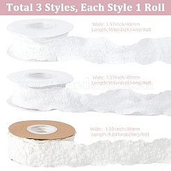縫製装飾用のポリエステルフリルリボン3ロール3スタイル  ホワイト  1-1/2~1-5/8インチ（38~40mm）&nbsp;OCOR-CY0003-64A