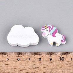 印刷された天然メープルウッドビーズ  染め  混合図形  鉛フリー＆ニッケルフリー＆カドミウムフリー  ミックスカラー  12~36x15~30x4.5~10mm  穴：1.8~2.5mm  約1110個/1000g&nbsp;WOOD-N019-01
