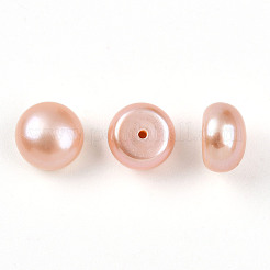 グレード6a 天然養殖淡水真珠ビーズ  片穴  半円形ビーズ  桃パフ  8.5~9x6mm  穴：1mm&nbsp;PEAR-N018-6A-8590B