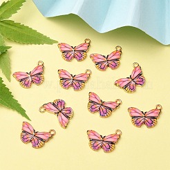 プリント合金ペンダント  カドミウムフリー＆ニッケルフリー＆鉛フリー  ライトゴールド  蝶  鮭色  15x20x1.5mm  穴：1.8mm&nbsp;FIND-YW0001-69D