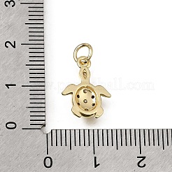 真鍮マイクロペーブブラックキュービックジルコニアペンダント  丸カン付き  カメのチャーム  ラックめっき  長持ちメッキ  カドミウムフリー＆鉛フリー  18KGP本金メッキ  15x11x3mm  穴：3mm&nbsp;CU-L001-10G-03