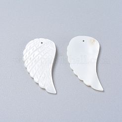 天然淡水シェルのペンダント  ウイング  41x20x2mm  穴：1.2mm  2個/セット&nbsp;SHEL-L012-002