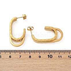304ステンレススチールスタッドピアス  イオンプレーティング（ip）  14KGP本金メッキ  オーバル  32x6x17mm&nbsp;EJEW-G423-33E-G