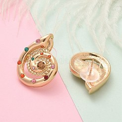 合金キュービックジルコニアスタッドピアス  銀針925本付き  渦巻きカタツムリ  ゴールドカラー  28.5x21mm&nbsp;EJEW-M092-03G