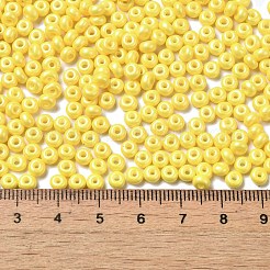 ベーキングペイント 光沢ガラス シードビーズ  ドーナツ  きいろ  4x2.5mm  穴：1mm  275個/ 20g&nbsp;X1-SEED-B001-04A-06