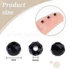 2連売り天然ブラックトルマリンビーズ連売り  多面カット  ラウンド  2mm  穴：0.6mm  約185個/連  15.20~15.43インチ（38.6~39.2cm）&nbsp;G-OC0005-29