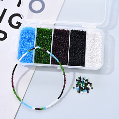 6000個5色すりガラス不透明ガラスシードビーズ  ラウンド  ミックスカラー  2x1~2mm  穴：0.5~1mm  1200個/色  6000個/箱&nbsp;SEED-YW0001-17