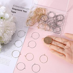 160個 2色 316サージカルステンレススチールフープピアス金具  ワイングラスチャームリング  本金メッキ&ステンレススチールカラー  25x0.7mm  21ゲージ  80個/カラー&nbsp;STAS-SC0007-21