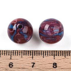 樹脂ビーズ  ラウンド  ツートン  クリムゾン  12mm  穴：2mm&nbsp;X1-RESI-YW0004-28C-01