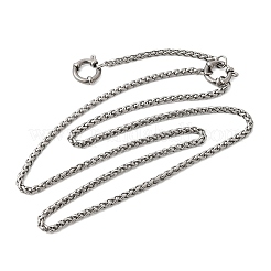 3mm 201ステンレススチール製ウィートチェーンネックレス（ユニセックス）  変色しない  ステンレス鋼色  21.65インチ（55cm）&nbsp;NJEW-K302-08P
