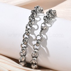 7mm 304ステンレススチール ローロチェーンネックレス レディース メンズ  変色しない  ステンレス鋼色  17.91インチ（45.5cm）&nbsp;NJEW-Z115-01P