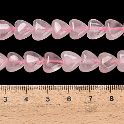 天然石ローズクォーツビーズ連売り  ハート  9~10x10~10.5x5.5~6mm  穴：0.8mm  約42~43個/連  14.37~14.76インチ（36.5~37.5cm）&nbsp;G-F820-L01-10mm