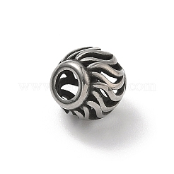 304ステンレススチールヨーロピアンビーズ  大穴ビーズ  ロンデル  アンティークシルバー  10.5x10mm  穴：4mm&nbsp;STAS-H238-09A-AS