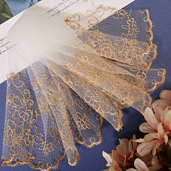 10ヤードのポリエステル花刺繍レースリボン  レースのトリム  洋服アクセサリー  ペルー  6~6-1/4インチ（152~160mm）&nbsp;OCOR-GF0004-86