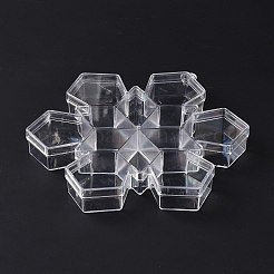 12グリッド透明プラスチックボックス  小さなジュエリーやビーズ用のスノーフレーク ビーズ コンテナー  透明  18.8x15.3x2.5cm  内径：52.5x32mmと50x45mm&nbsp;LS-CON-B009-03